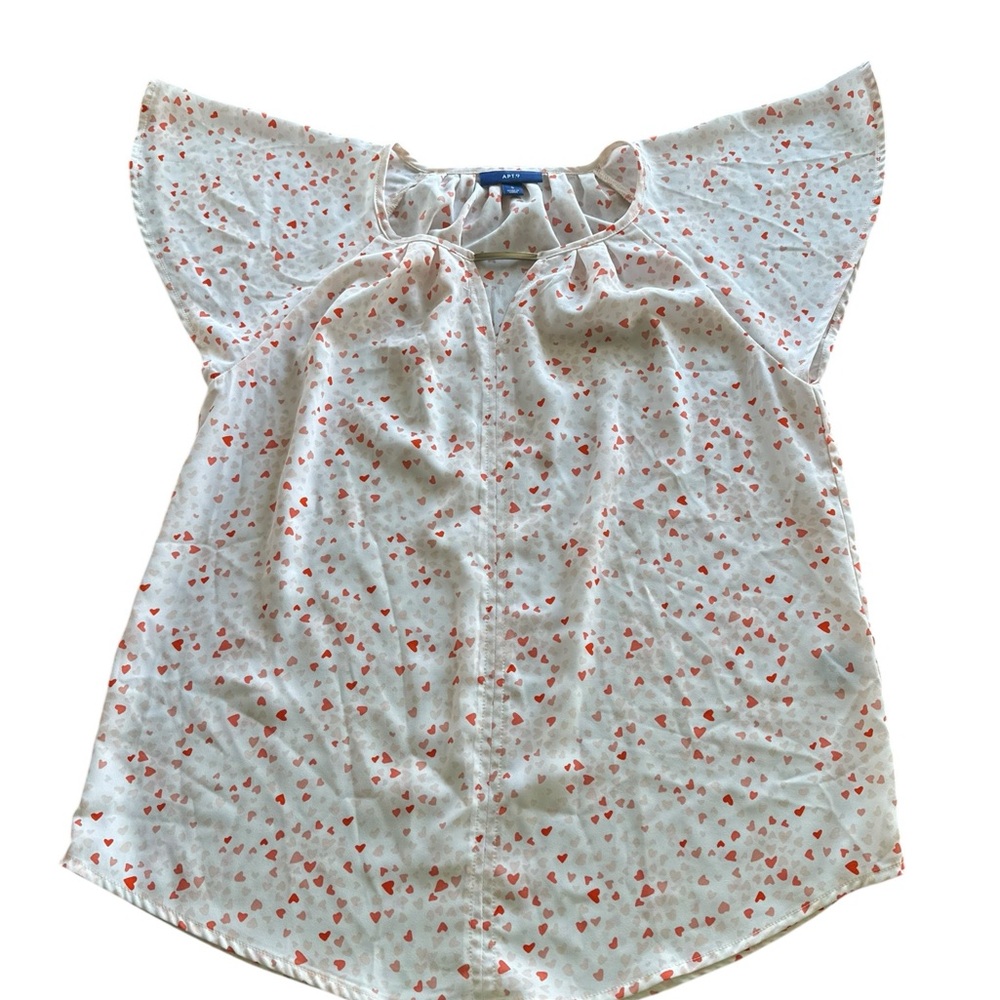 Apt. 9 Heart Print Flutter‎ Sleeve Top – Size Small
